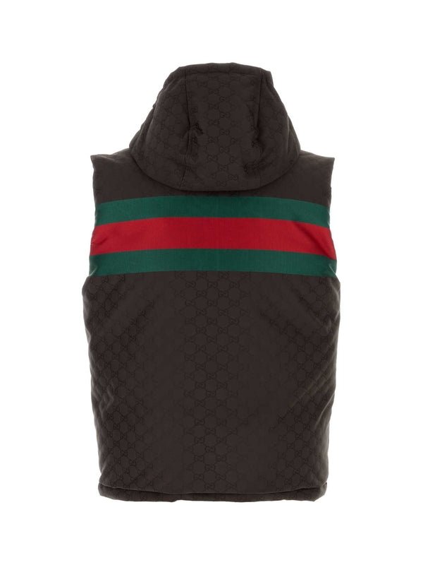 Web Detail Hooded Puffer Vest