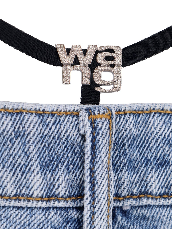 alexanderwang - Rhinestone Logo Strap Denim Pants - Jente