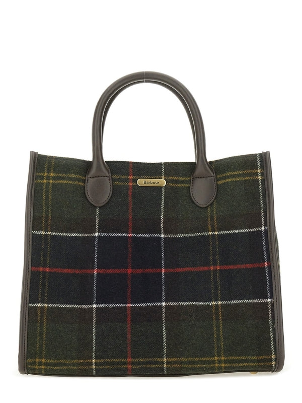 Barbour Green Checked Tote Bags