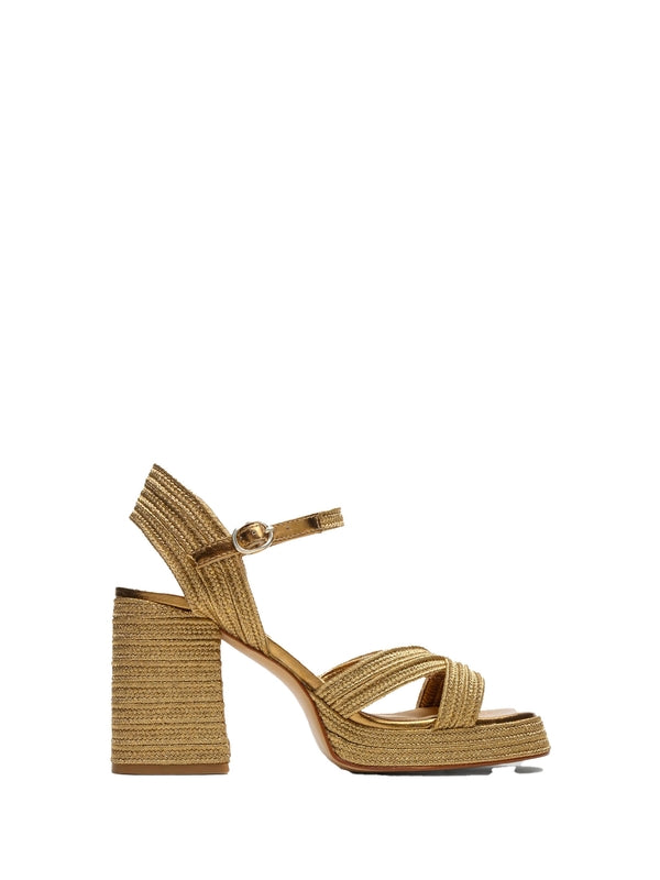 Castañer Gold Sandal Heels