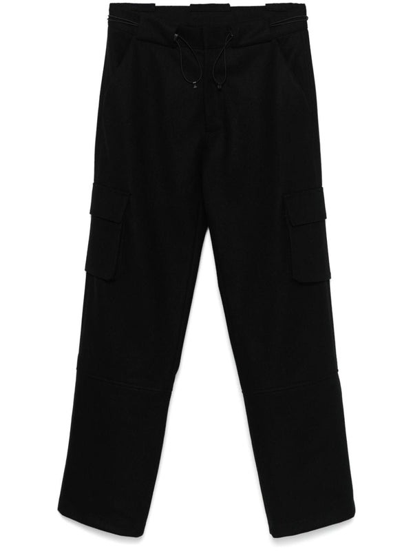 Drawstring Waist Wool Cargo Pants