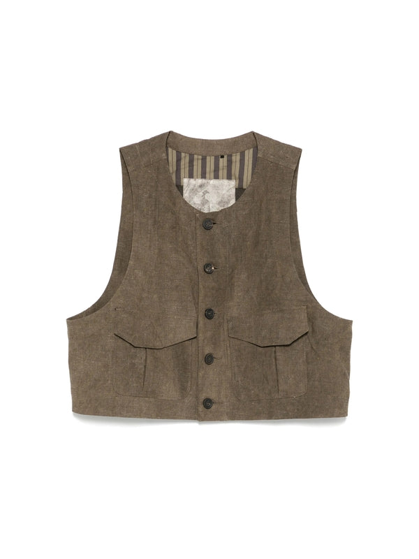 Linen Blend Crop Vest