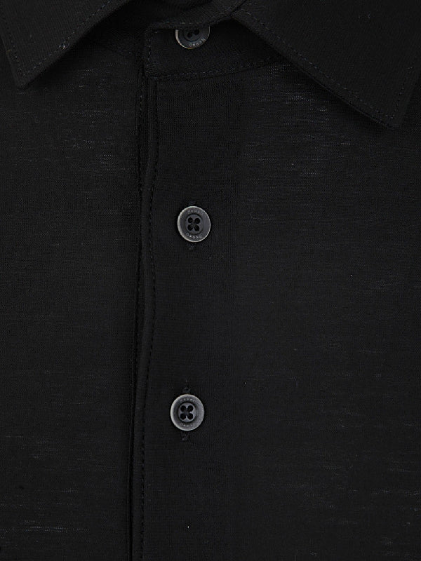 Black Cotton Polo Short Sleeve Shirt