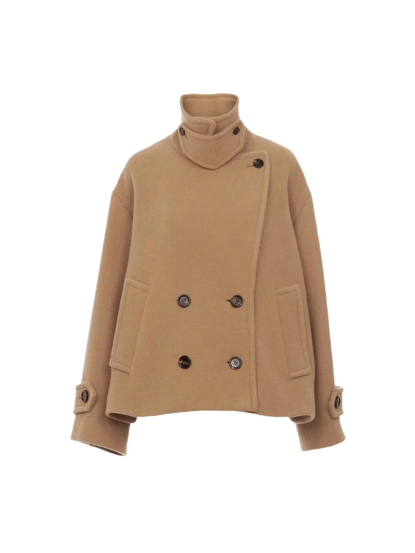 Beige Wool Nylon Peacoat