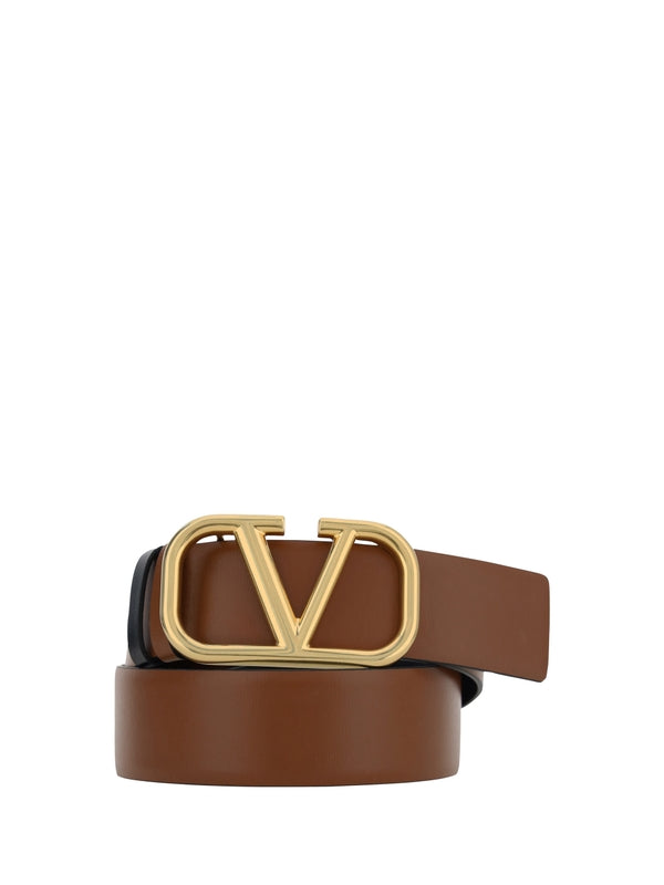 V Logo Reversible Leather Belt