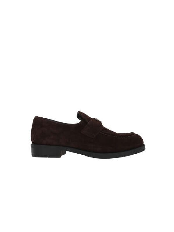 Triangle Logo Suede Loafers