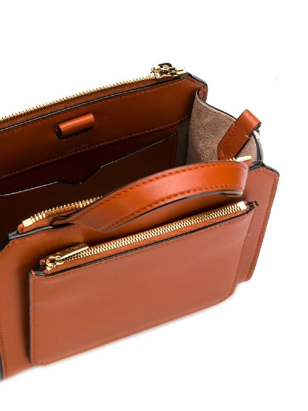 Pocket Top Handle Leather Tote Bag