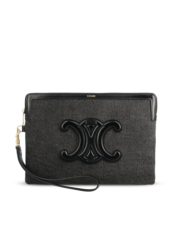 Triomphe Denim Small Clutch Bag