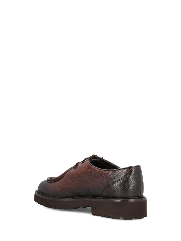Burgundy Calfskin Derby Shoes