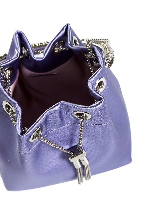 Bonbon Crystal Handle Satin
  Bucket Bag