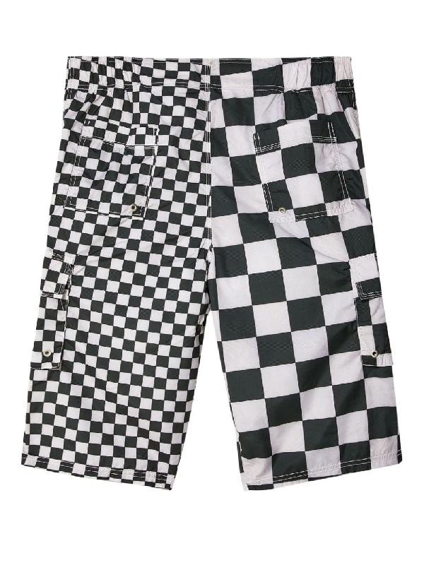 Checkerboard Pattern Swim Pants