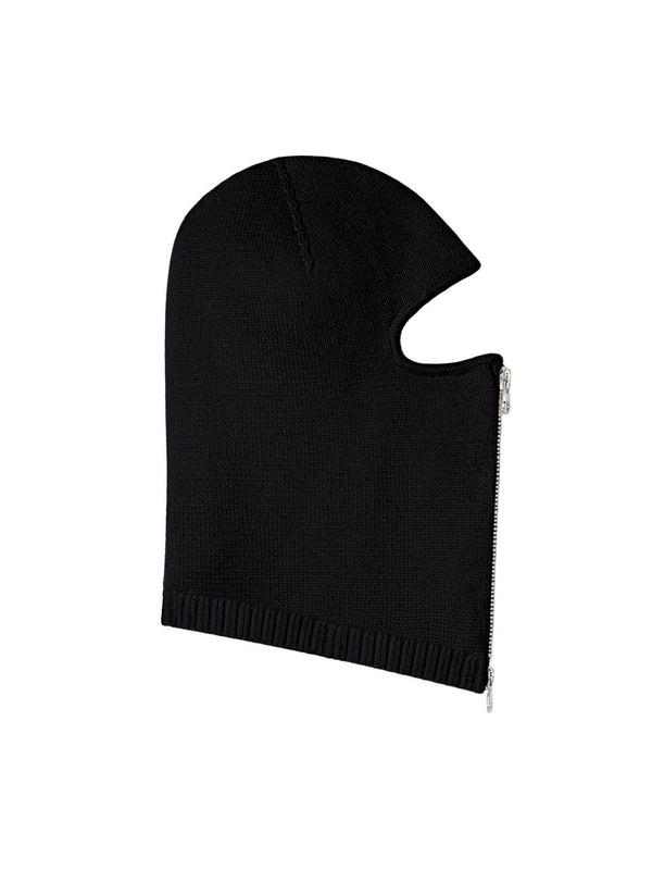 Logo Embroidery Zip-Up Wool Balaclava