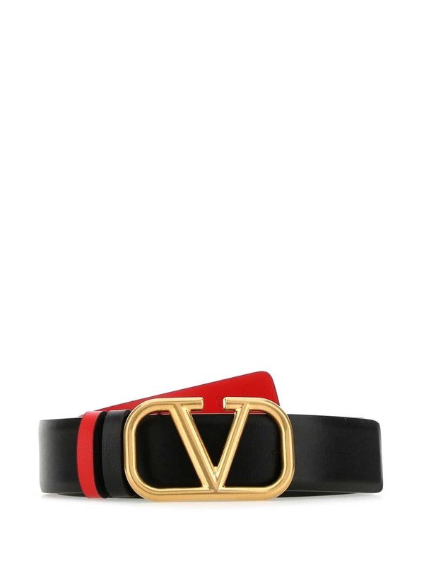 V Logo Reversible Leather Belt