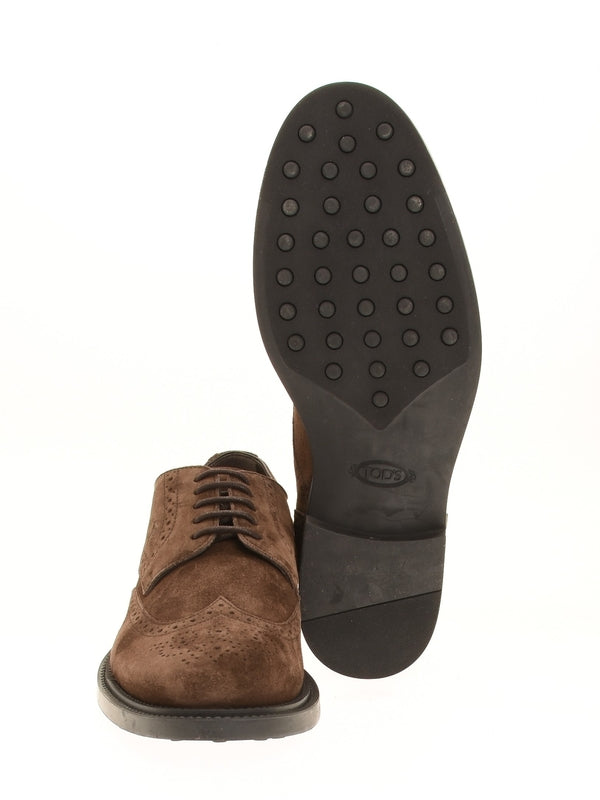 Brown Suede Logo Lace-Up Shoes - jentestore_global