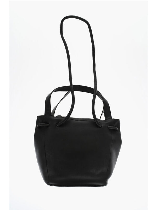 Black Leather Bucket Bag