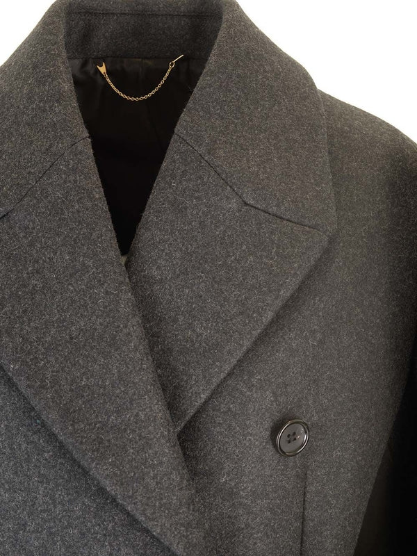 Wool Blend Double Breasted Coat