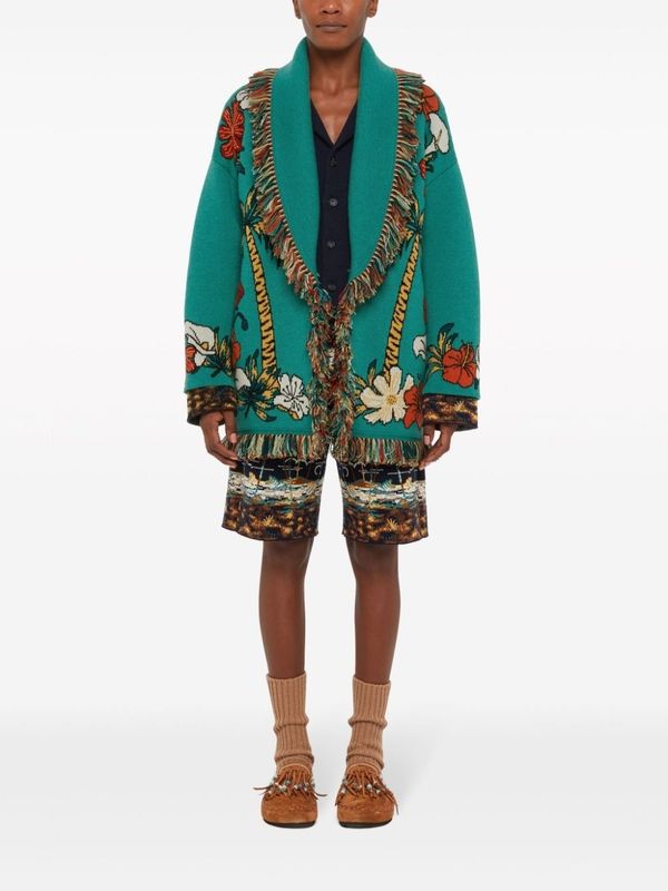 Flower Jacquard Cashmere Cardigan