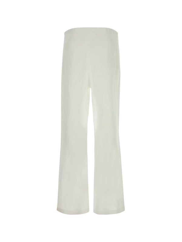 White Linen Wide Pants