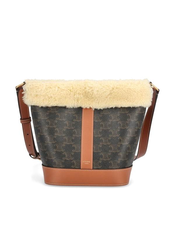 Triomphe Shearling Canvas Small Crossbody Bag