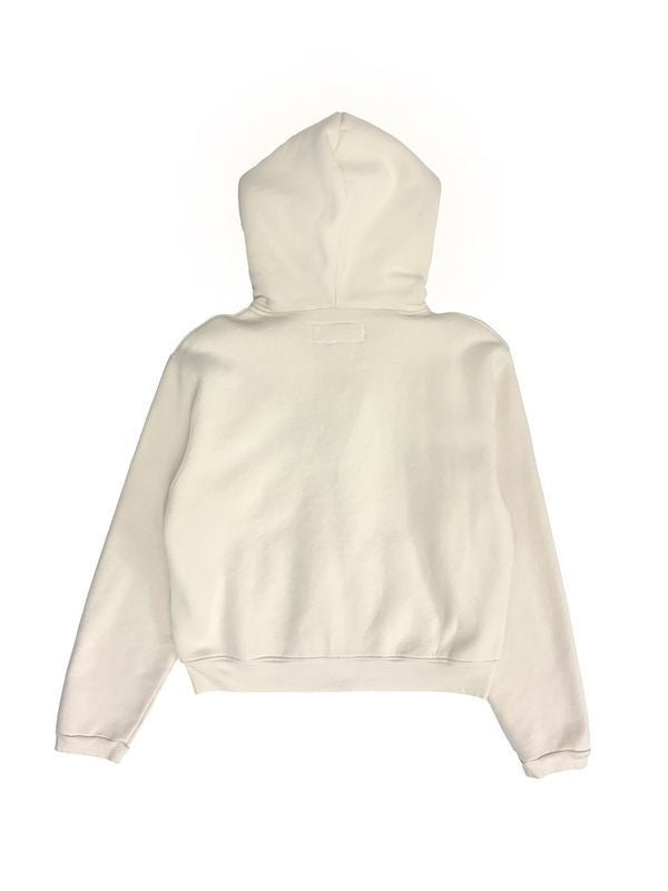 Appliqué Patch Cropped Cotton Zip-up Hoodie