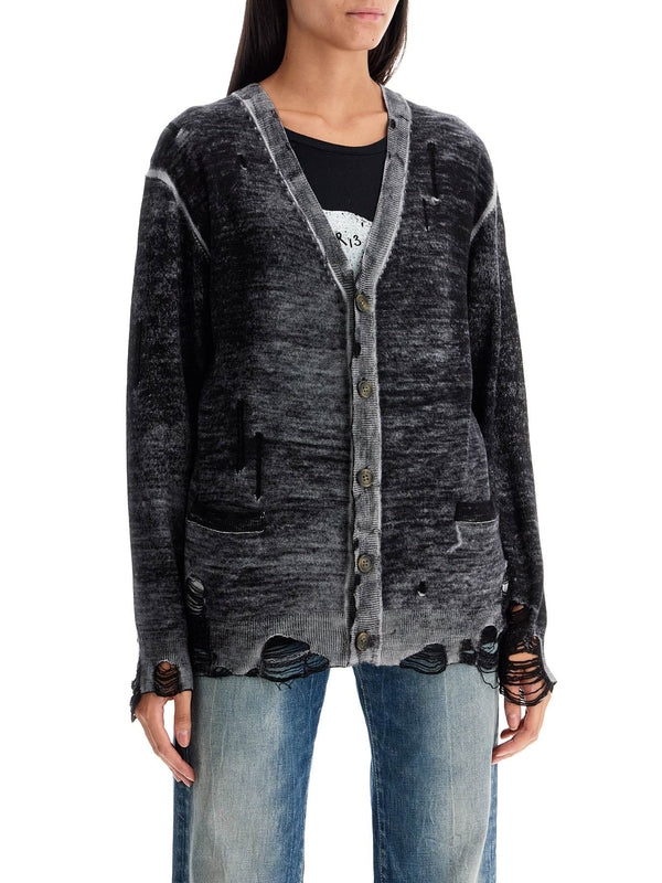 Boyfriend Distressed Wool Cardigan