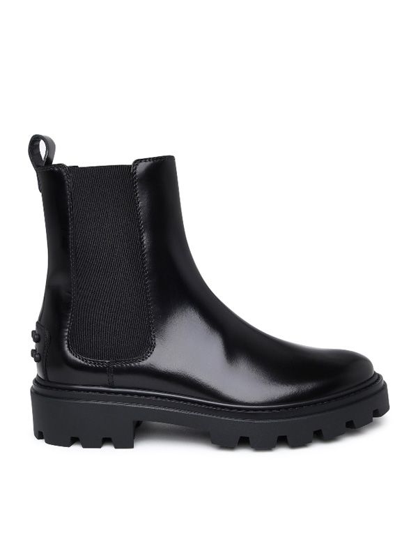 Black Leather Chunky Sole Chelsea Boots