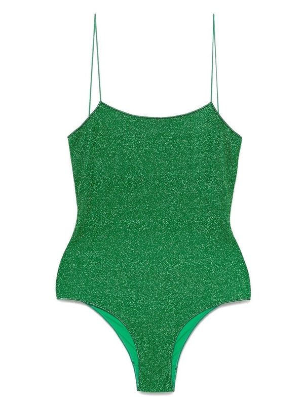 Backless Metallic One-Piece Swimsuit