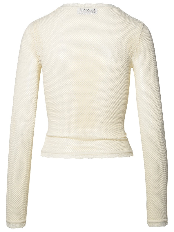 Crewneck Mesh Long Sleeve Top