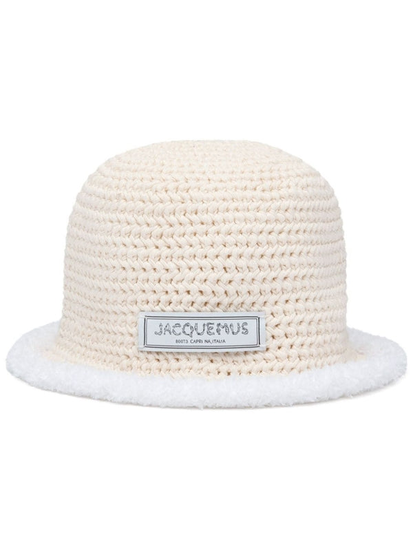 Logo Label Cable Knit Bucket Hat - Jente