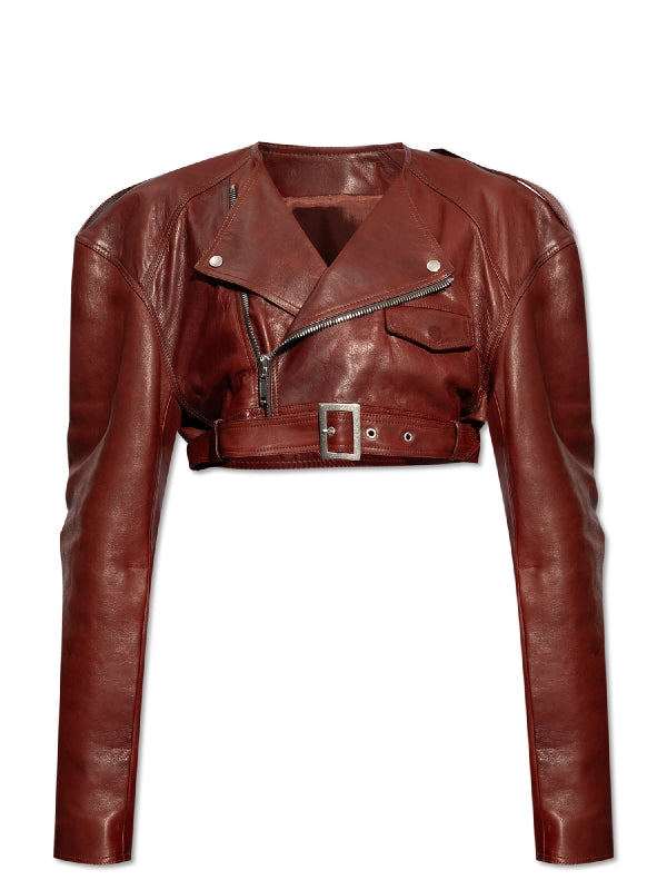 Micro Biker Cropped Leather Jacket