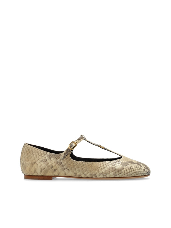 Marcie Animal Effect Leather Flat Shoes