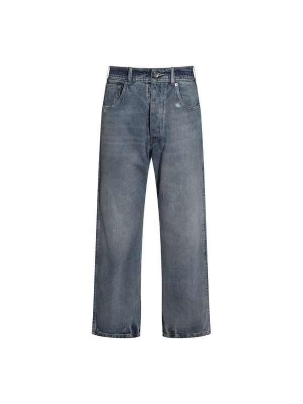 Back Stitch Cotton Denim Pants