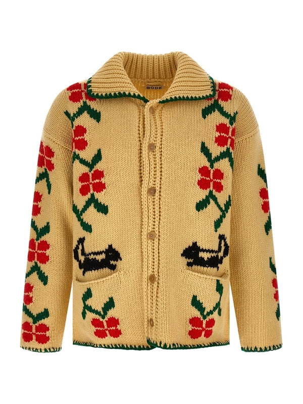 Pirate Ship Beige Wool Cardigan