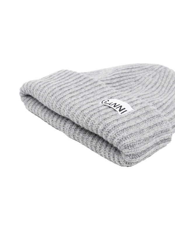 Logo Rib Turn-Up Wool Beanie