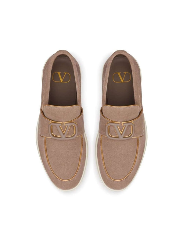 V Logo Leather Loafer