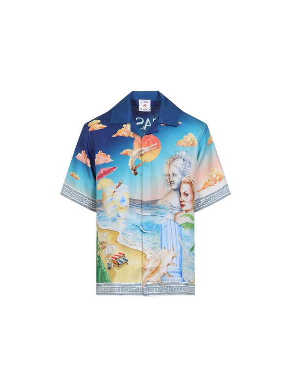 Graphic Printing Silk Short Sleeve Shirt