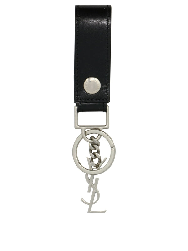 Cassandra Monogram Leather Keyring