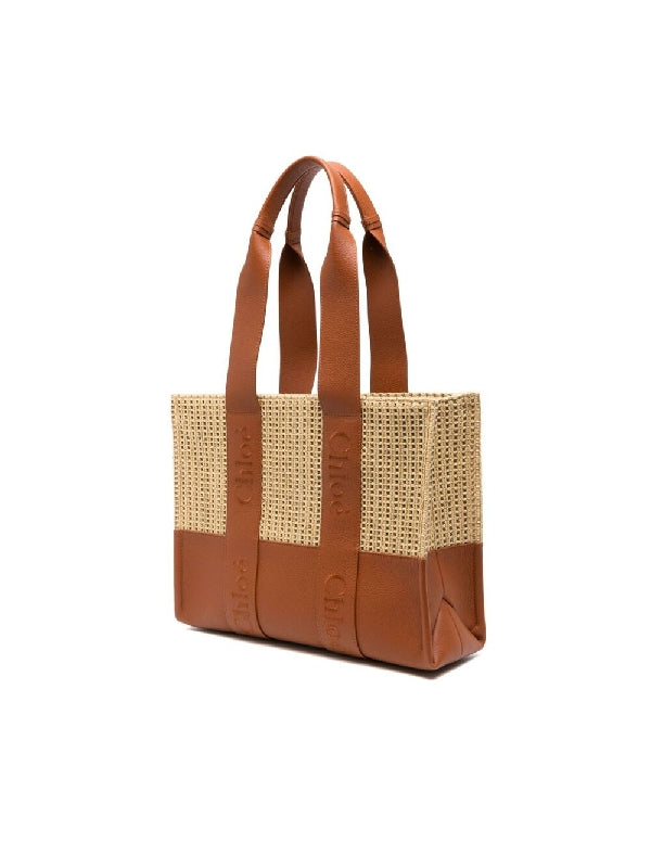 Woody Raffia Tote Bag