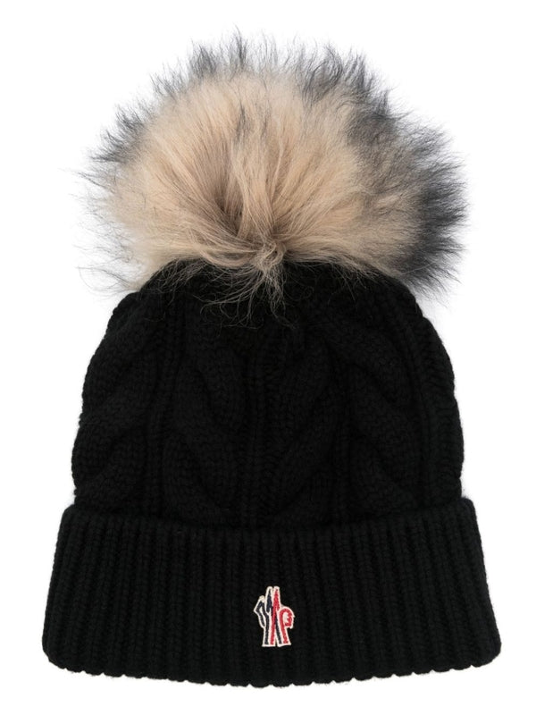 Grenoble Logo Patch Pom-Pom Wool Cashmere Beanie