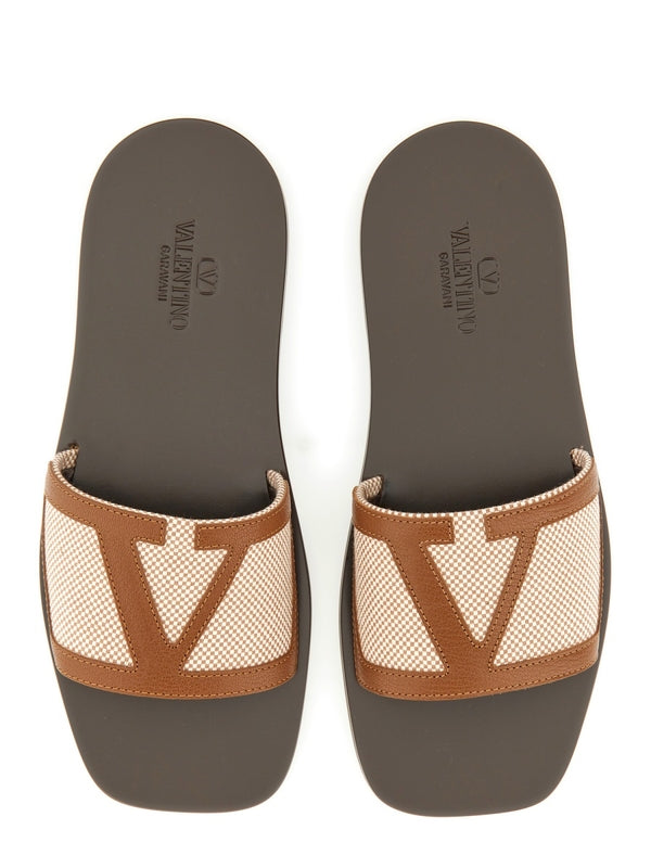 Valentino Beige Brown Slides