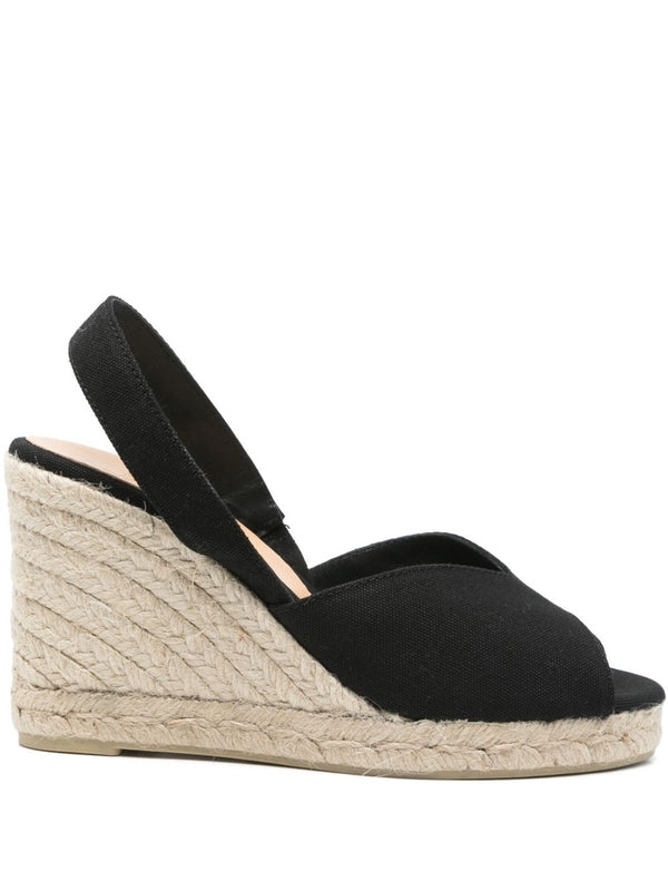 Castaner Black Wedge Sandals