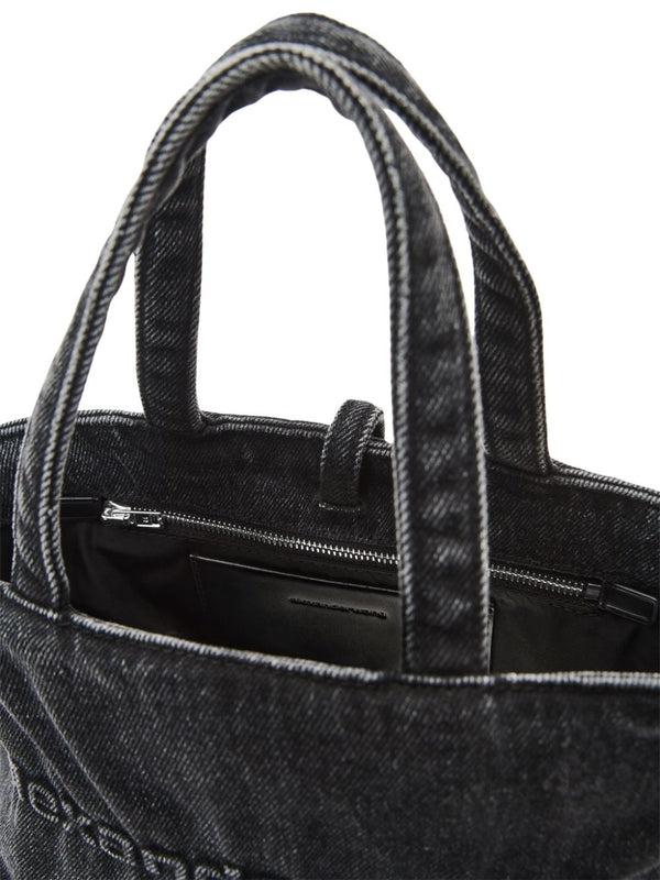 Logo Embossed Denim Tote Bag