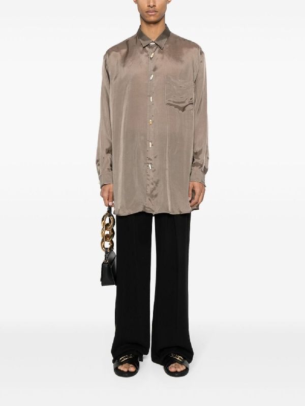 Button Detail Pocket Sheer Shirt