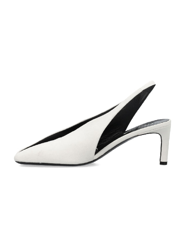 White Leather Slingback Heel