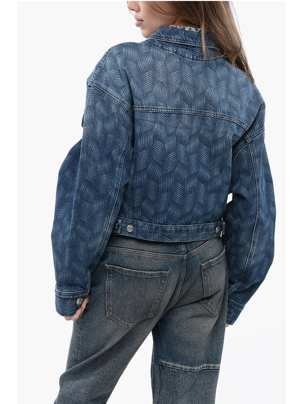 All-Over Printed Cotton Denim Jacket