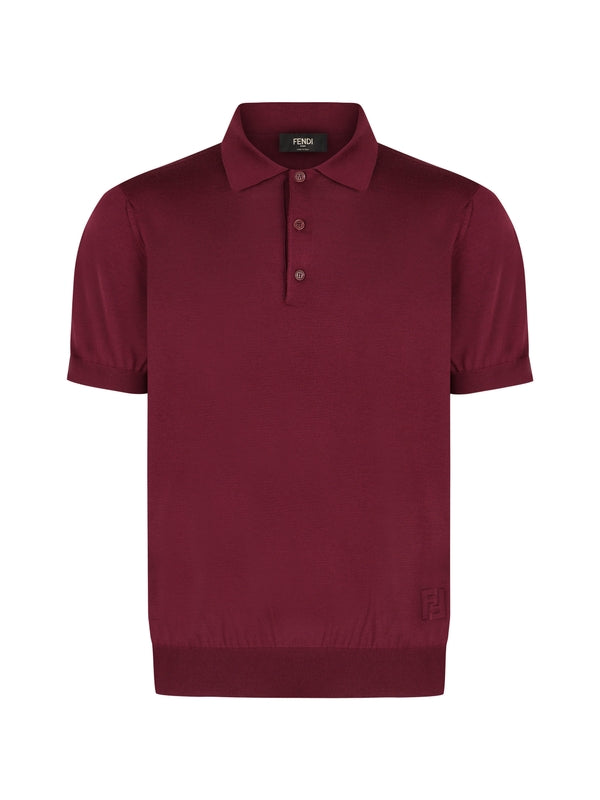 Wool Short-Sleeve Knit Polo Shirt