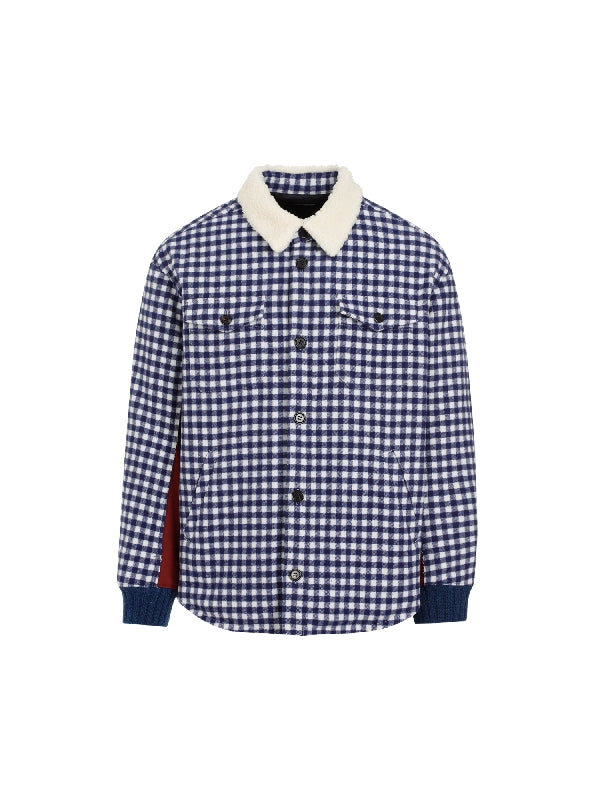 Gingham Check Wool Blend Shirt Jacket