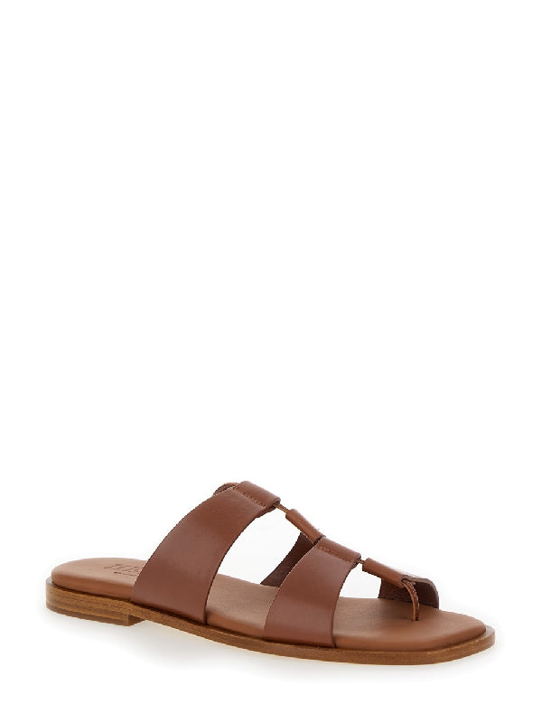 Lina Square Toe Leather Sandals