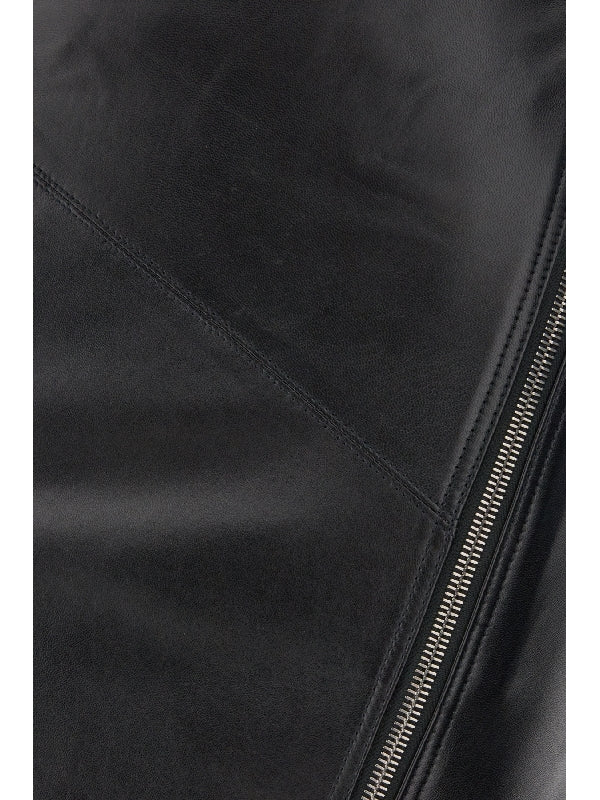 Zipper Detail Leather Skirt