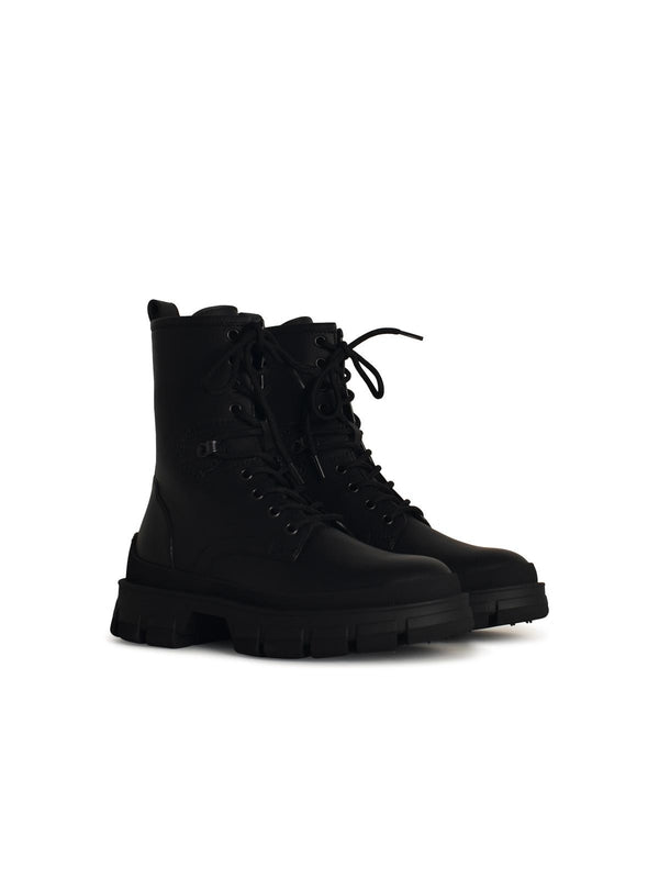 Hevea Logo Leather Lace-Up Boots